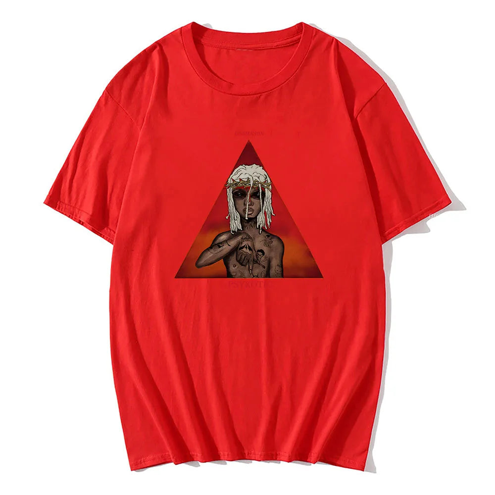 Oversized Graphic Cotton T-Shirt with Dark Artistic Streetwear Print Design