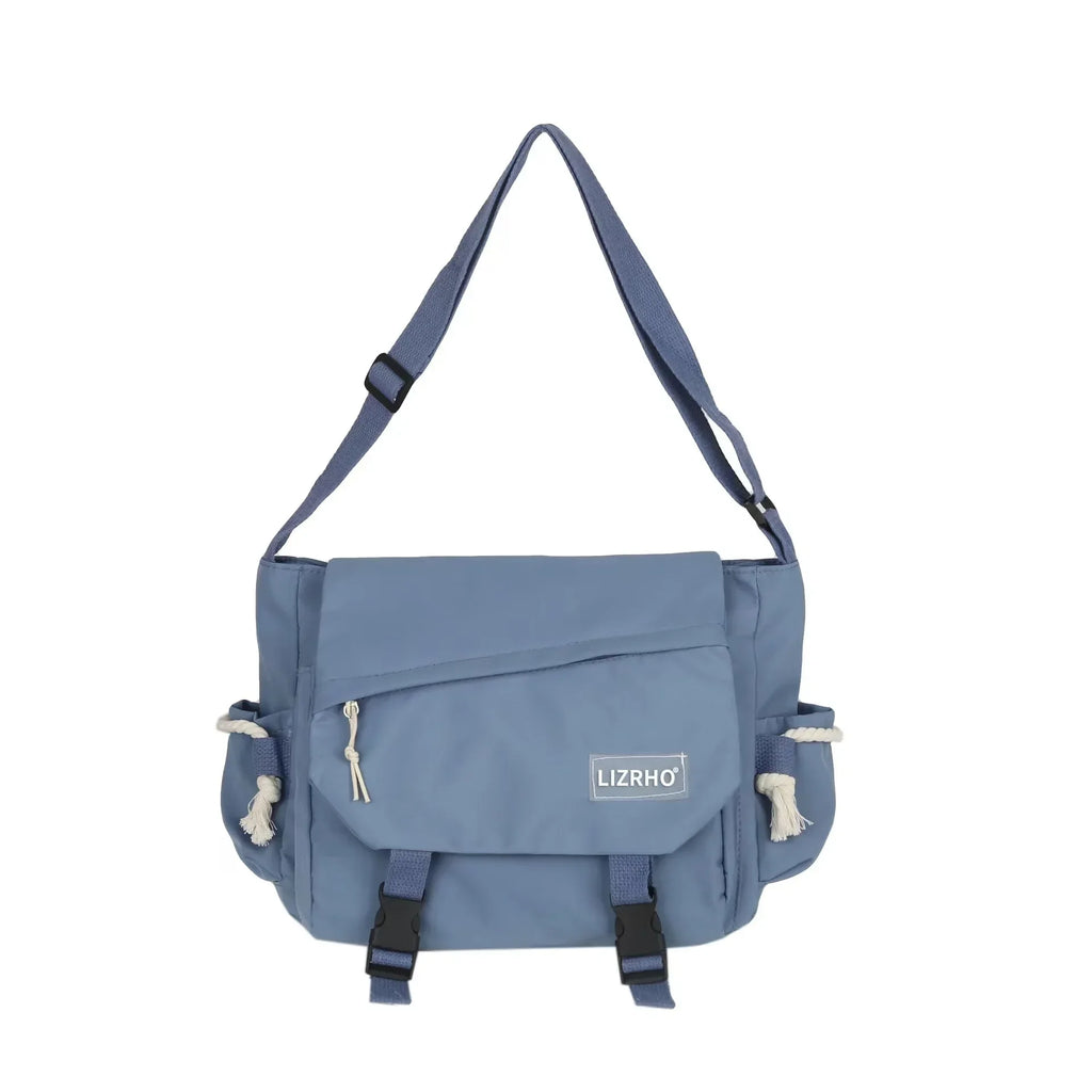 Large Capacity Nylon Crossbody Messenger Bag with Utility Pocket Streetwear Design