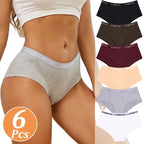 Six-Piece Cotton Blend Mid-Rise Brief Set with Wide Athletic Waistband
