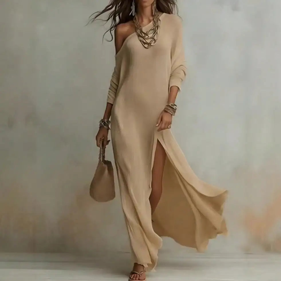 Soft Knit Maxi Dress with Relaxed Minimalist Fashion Aesthetic