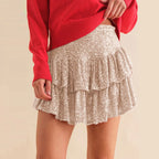 Sequin Tiered Mini Skirt with High Waist Flared Party Silhouette