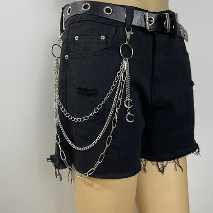 Celestial Layered Wallet Chain with Star Charms for Gothic Punk Styling