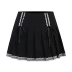 Plaid Tiered Ruffle Mini Skirt Lace Trim Gothic Inspired Alternative Bottom