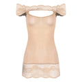 Vibrant Red Off-the-Shoulder Chemise with Chest Cutout and Lace Trim