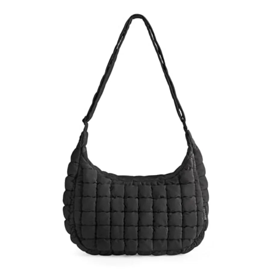 Compact Quilted Nylon Crossbody Shoulder Bag with Puffer Texture Design