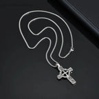 Vintage Gothic Celtic Cross Pendant Necklace with Intricate Alternative Symbolic Detailing