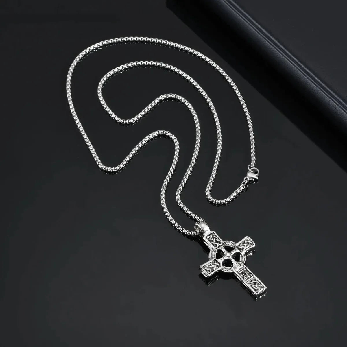 Vintage Gothic Celtic Cross Pendant Necklace with Intricate Alternative Symbolic Detailing