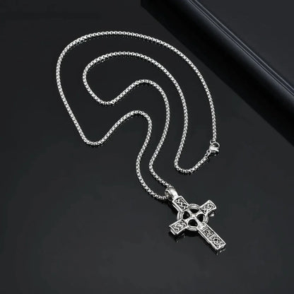 Vintage Gothic Celtic Cross Pendant Necklace with Intricate Alternative Symbolic Detailing