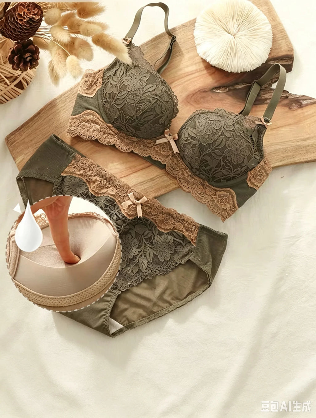 Intricate Black Floral Lace Lingerie Set with Contrasting Trim