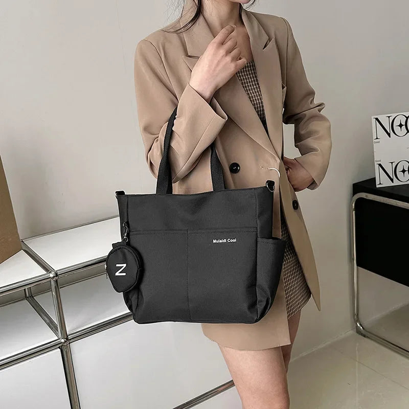 Structured Canvas Tote Messenger Bag with Large Capacity Everyday Design