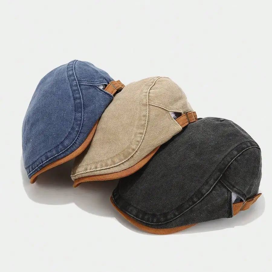 Vintage Washed Cotton Ivy Flat Cap Casual Driving Beret for Everyday Style
