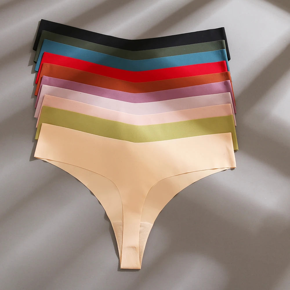 Seven-Piece Seamless V-Front Thong Set in Vibrant Jewel Tones