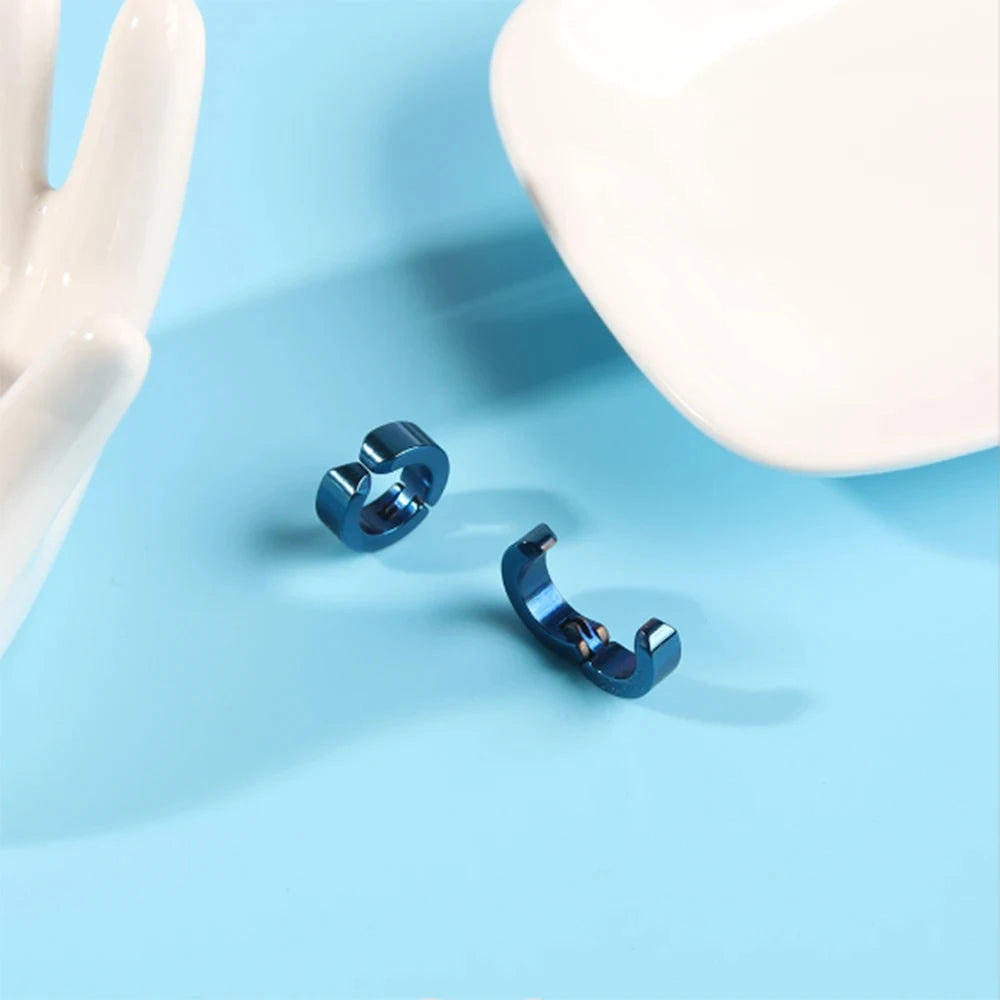 Punk Huggie Ear Clip Earrings for Alternative Streetwear Fashion Styling