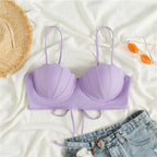 Pastel Lavender Seashell Shaped Balconette Bikini Top with Delicate Straps