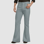 Men's Mid Rise Flared Casual Trousers with Relaxed Fit and Modern Streetwear Style