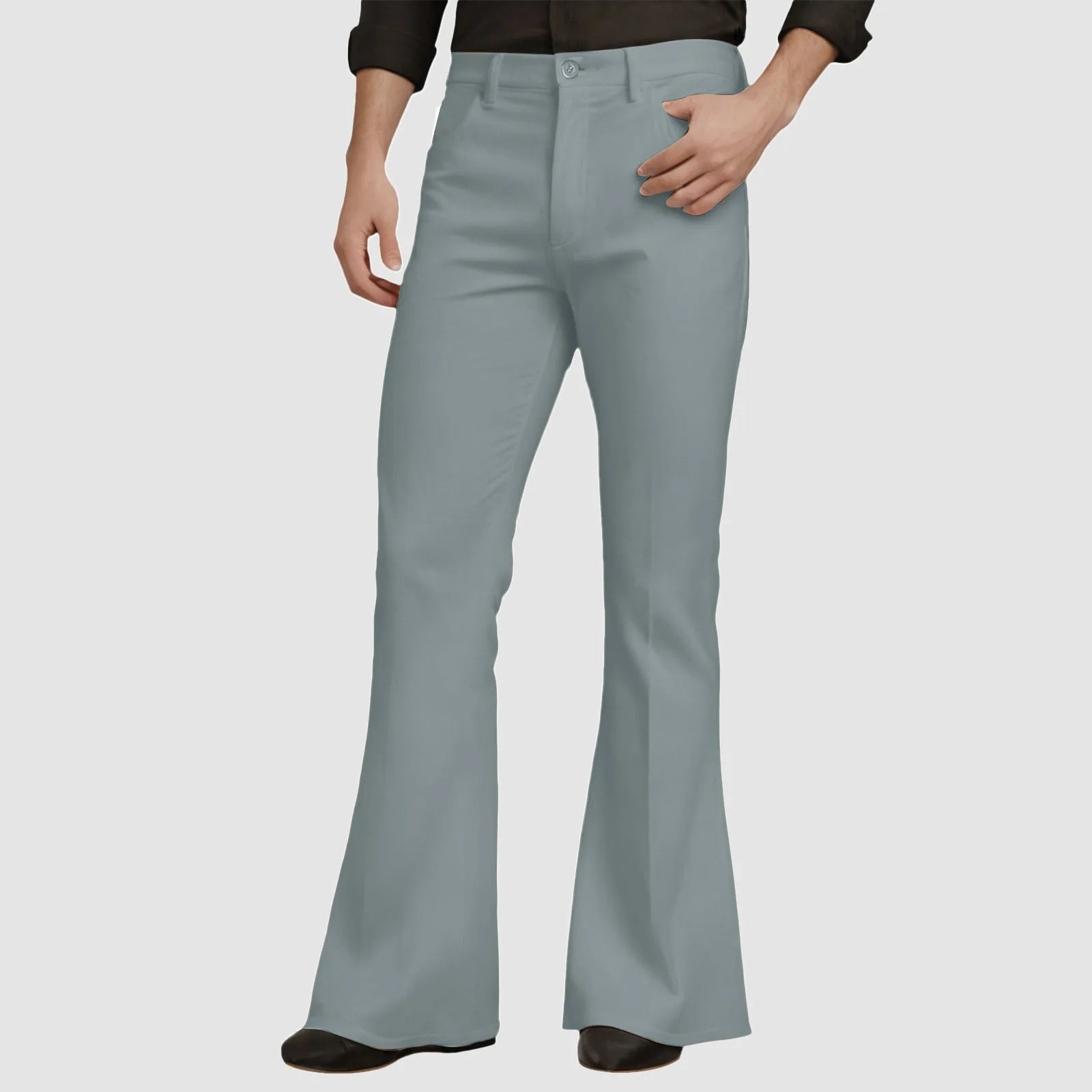 Men's Mid Rise Flared Casual Trousers with Relaxed Fit and Modern Streetwear Style