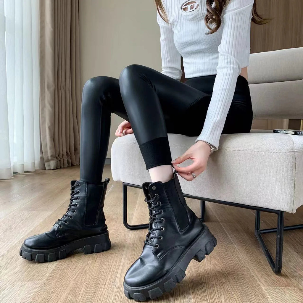 High Waist Faux Leather Leggings Sleek Alternative Fashion Statement Bottoms