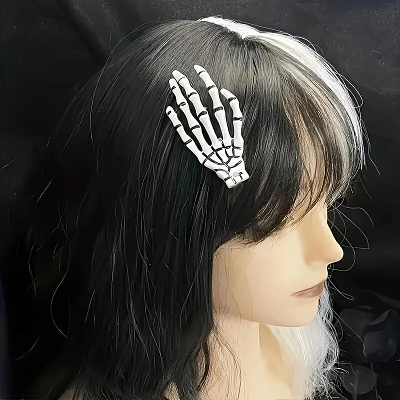 Skeleton Hand Hair Claw Clip Gothic Punk Statement Hairstyle Accessory