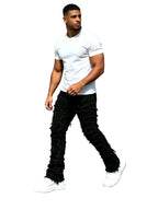 Men's Stacked Slim Denim Jeans with Frayed Finish and Contemporary Streetwear Fit