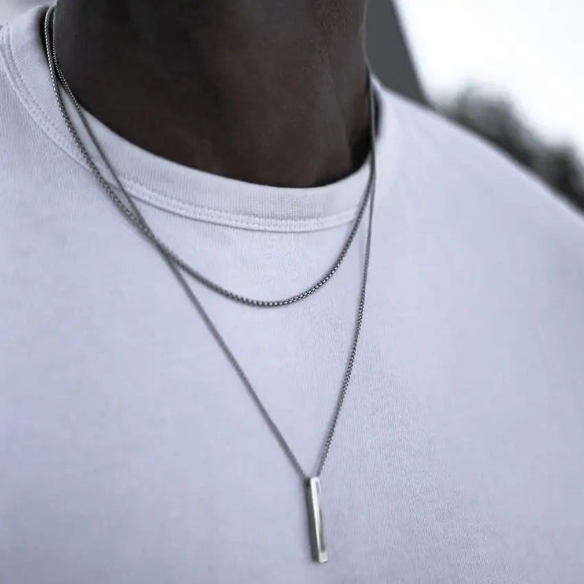 Layered Bar Pendant Necklace Minimalist Alternative Fashion Jewelry