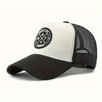 Patchwork Mesh Trucker Cap Adjustable Curved Brim Casual Outdoor Streetwear Hat