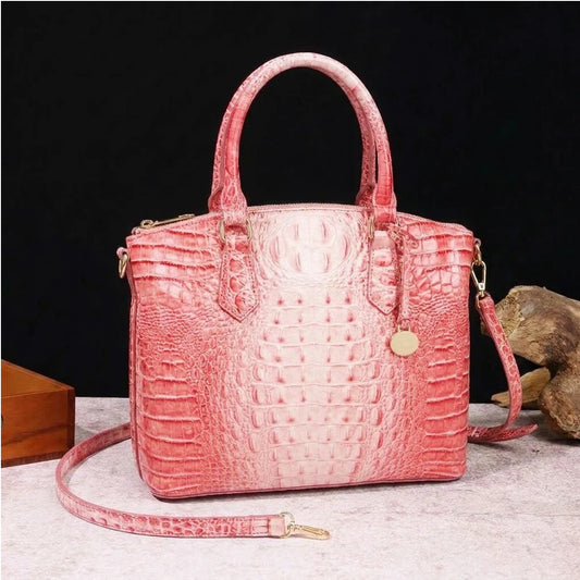 Embossed Dome Satchel Bag with Top Handle and Detachable Shoulder Strap