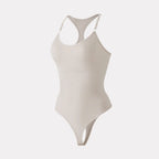 Seamless Racerback Thong Bodysuit in Versatile Beige