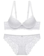 Rich Burgundy Floral Lace Push-Up Bra and Scalloped Panty Set