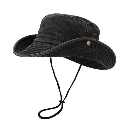 Unisex Wide Brim Outdoor Sun Hat with Breathable Mesh Panels for Hiking and Travel
