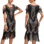 Elegant Gothic Fringe Dress with Anime-Inspired Vintage Party Styling