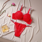 Rich Burgundy Contour Push-Up Bra Set with Sparkling Hardware Straps