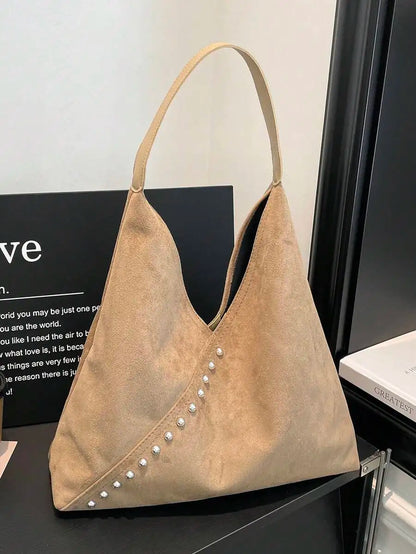 Large Slouchy Faux Leather Hobo Tote Bag with Relaxed Shoulder Design