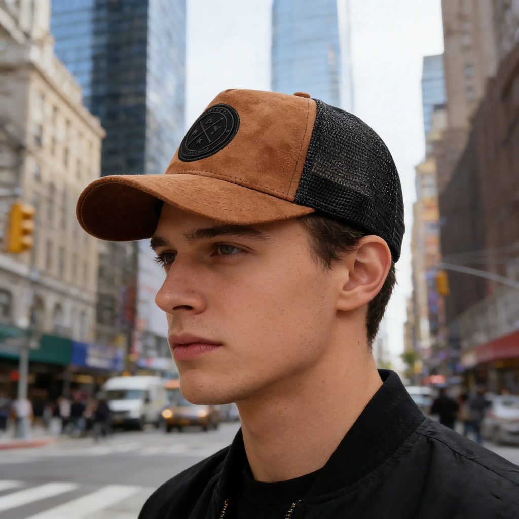 Vintage Mesh Trucker Cap with Woven Patch for Casual Streetwear Outdoor Everyday Style