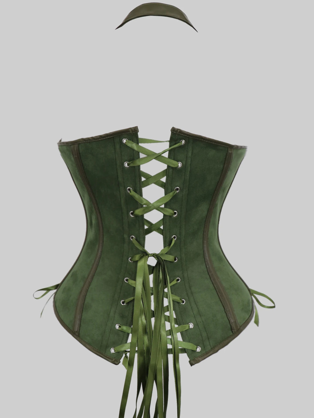 Black Faux Leather Halter Underbust Corset with Heavy-Duty Buckles and Ribbon Lacing