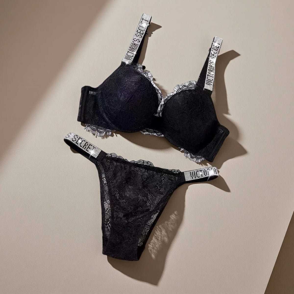 Rich Burgundy Contour Push-Up Bra Set with Sparkling Hardware Straps