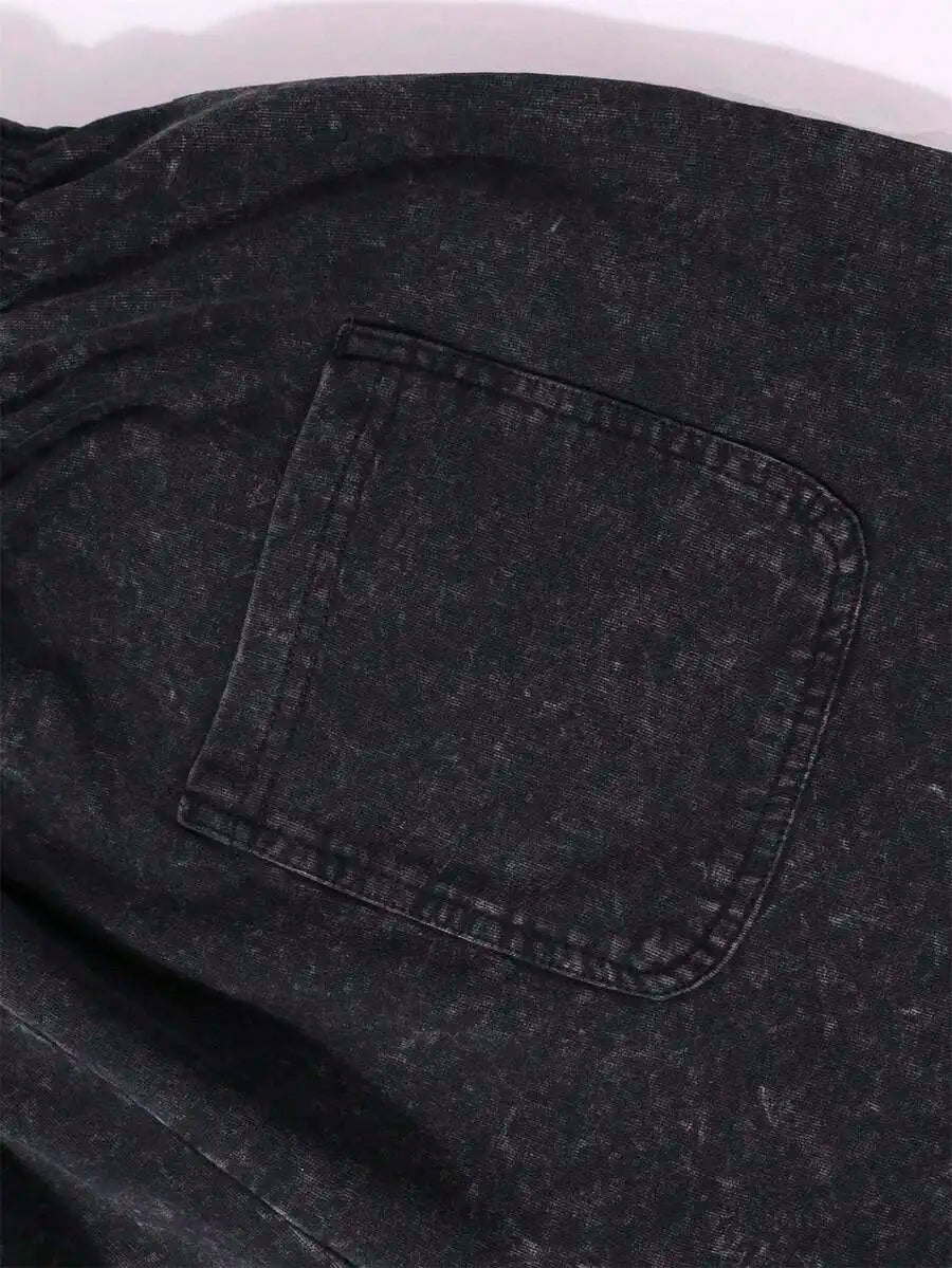 Men's Washed Cotton Shorts with Artistic Graphic Print and Relaxed Casual Streetwear Design