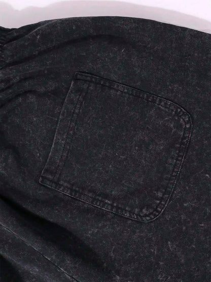 Men's Washed Cotton Shorts with Artistic Graphic Print and Relaxed Casual Streetwear Design