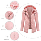 Women's Lightweight Hooded Windbreaker Jacket with Zip Front for Outdoor Everyday Streetwear
