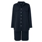 Women's Zip Front Cardigan and Shorts Co-Ord Set Relaxed Summer Outfit