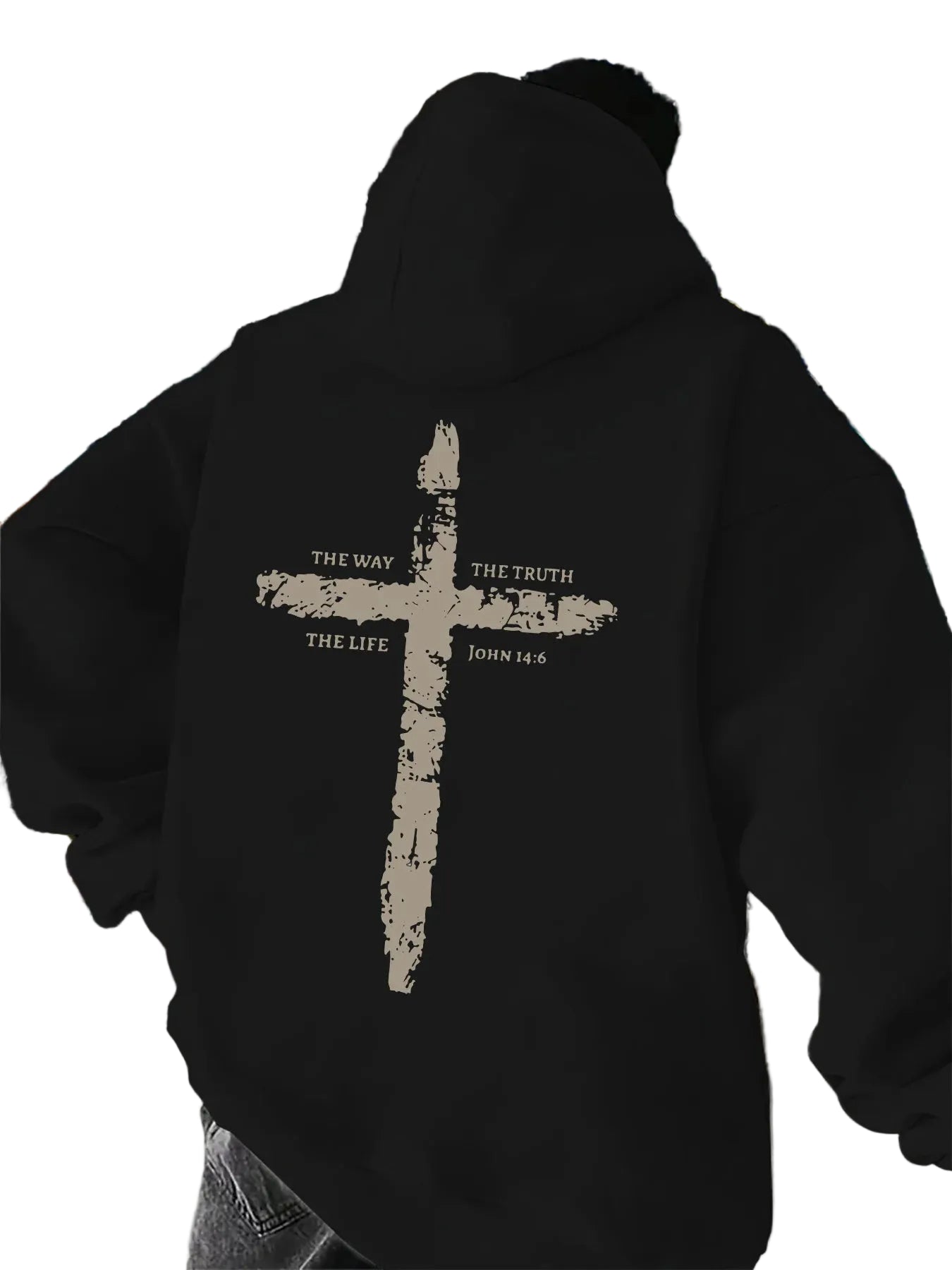 Distressed Cross Anime Goth Minimalist Streetwear Hoodie