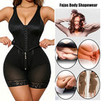 Structured V-Neck Shaping Bodysuit with Sheer Leg Panels and Hook Closure