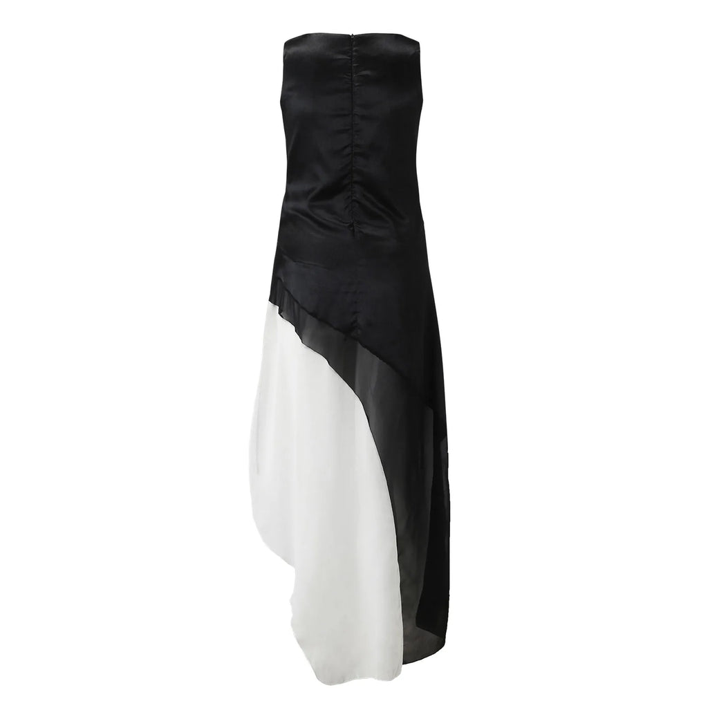 Layered Chiffon Maxi Dress With Draped Panels And Fluid Movement