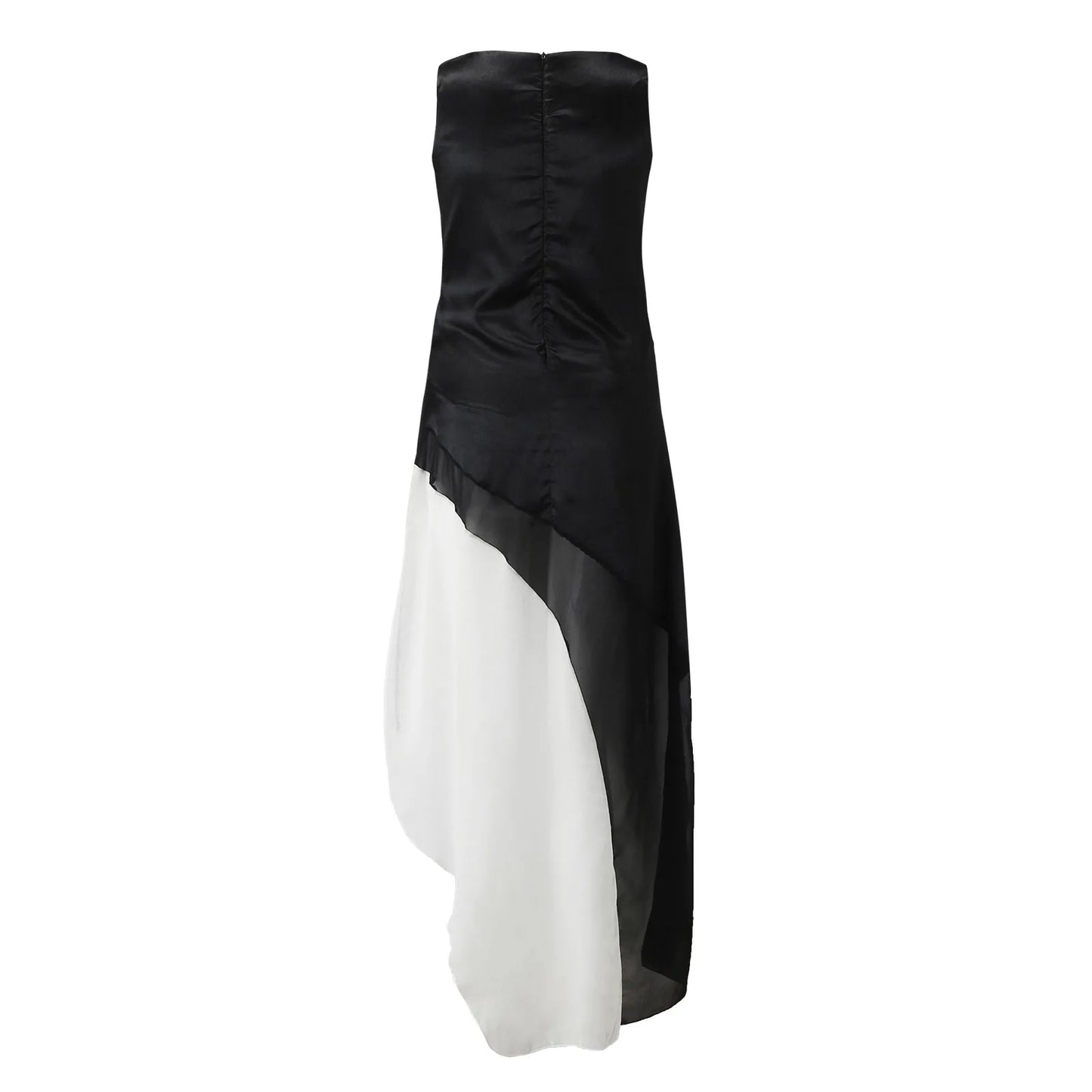 Layered Chiffon Maxi Dress With Draped Panels And Fluid Movement