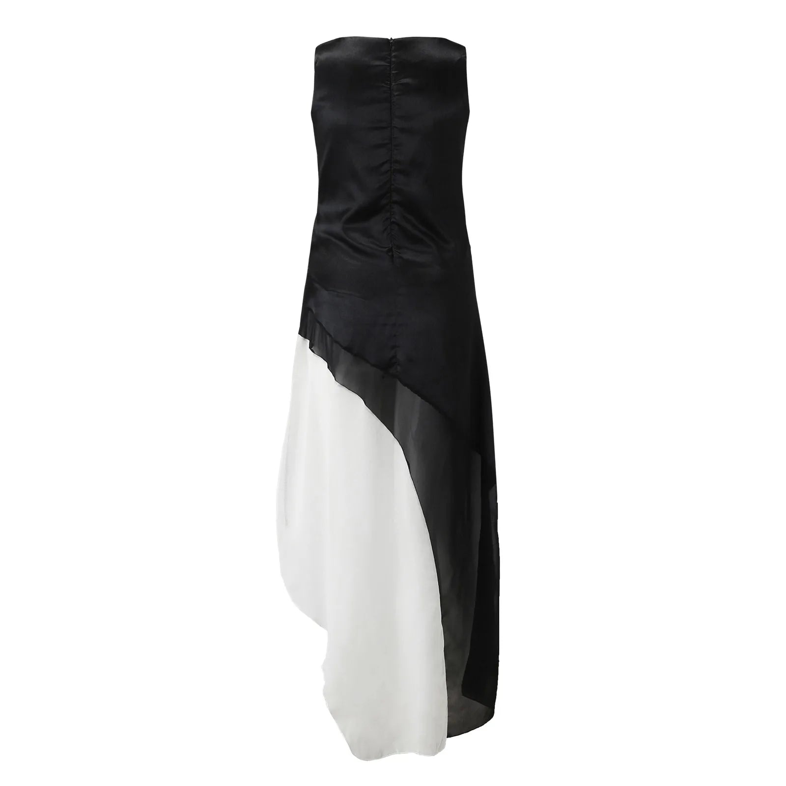 Layered Chiffon Maxi Dress With Draped Panels And Fluid Movement