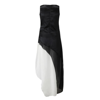 Layered Chiffon Maxi Dress With Draped Panels And Fluid Movement