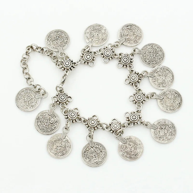 Layered Coin Charm Anklet for Bohemian Dark Feminine and Festival Styling