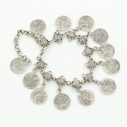 Layered Coin Charm Anklet for Bohemian Dark Feminine and Festival Styling