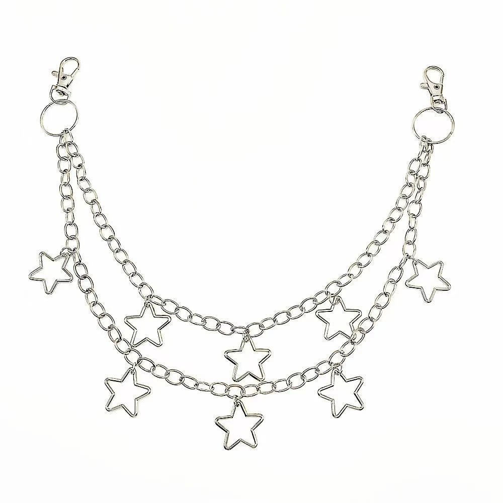 Crescent Moon Layered Waist Chain for Gothic and Alternative Fashion