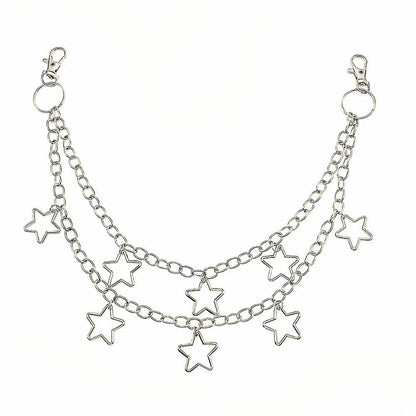 Crescent Moon Layered Waist Chain for Gothic and Alternative Fashion