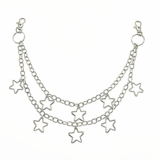 Crescent Moon Layered Waist Chain for Gothic and Alternative Fashion